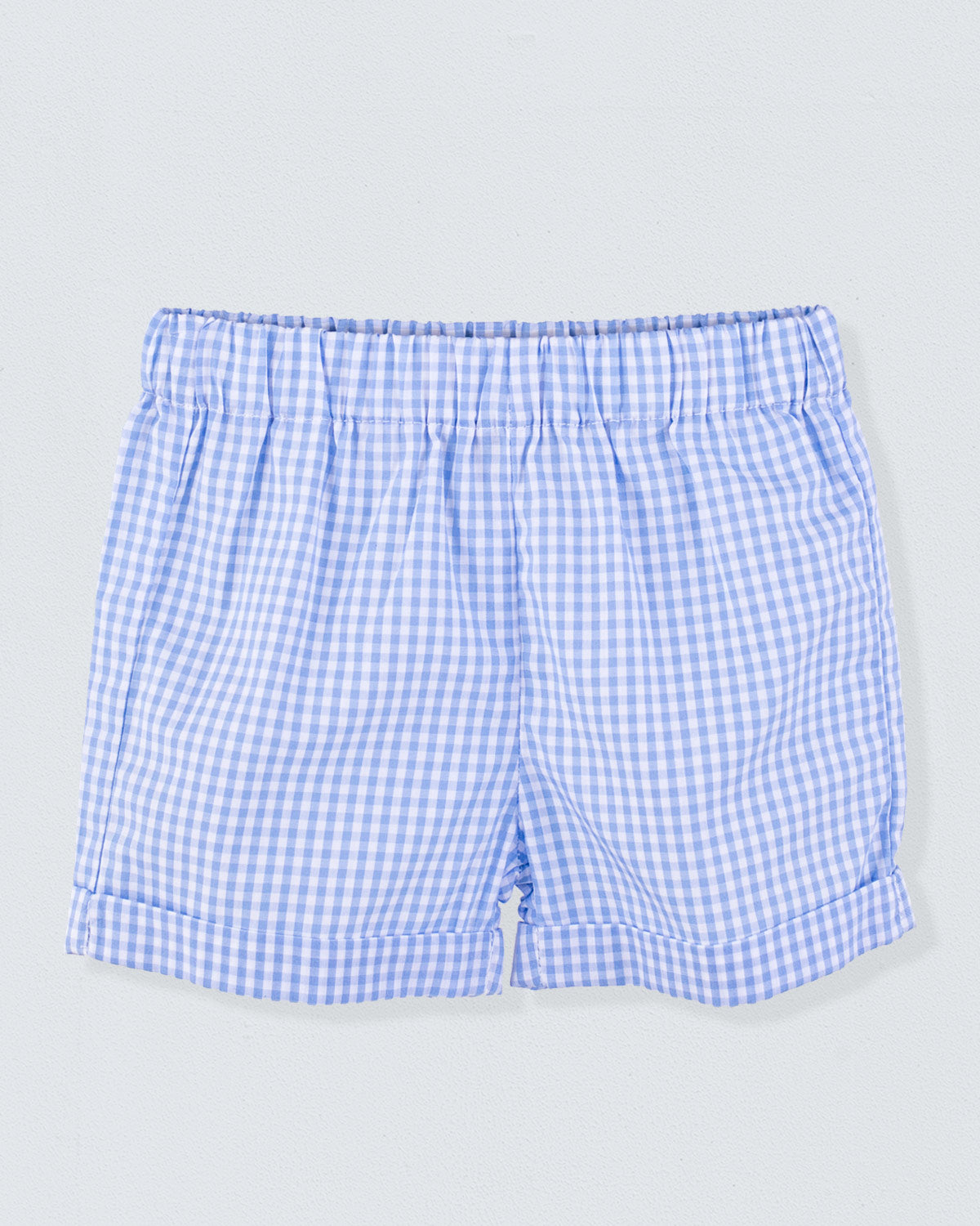 Light Blue Gingham Cuff Shorts Outfit